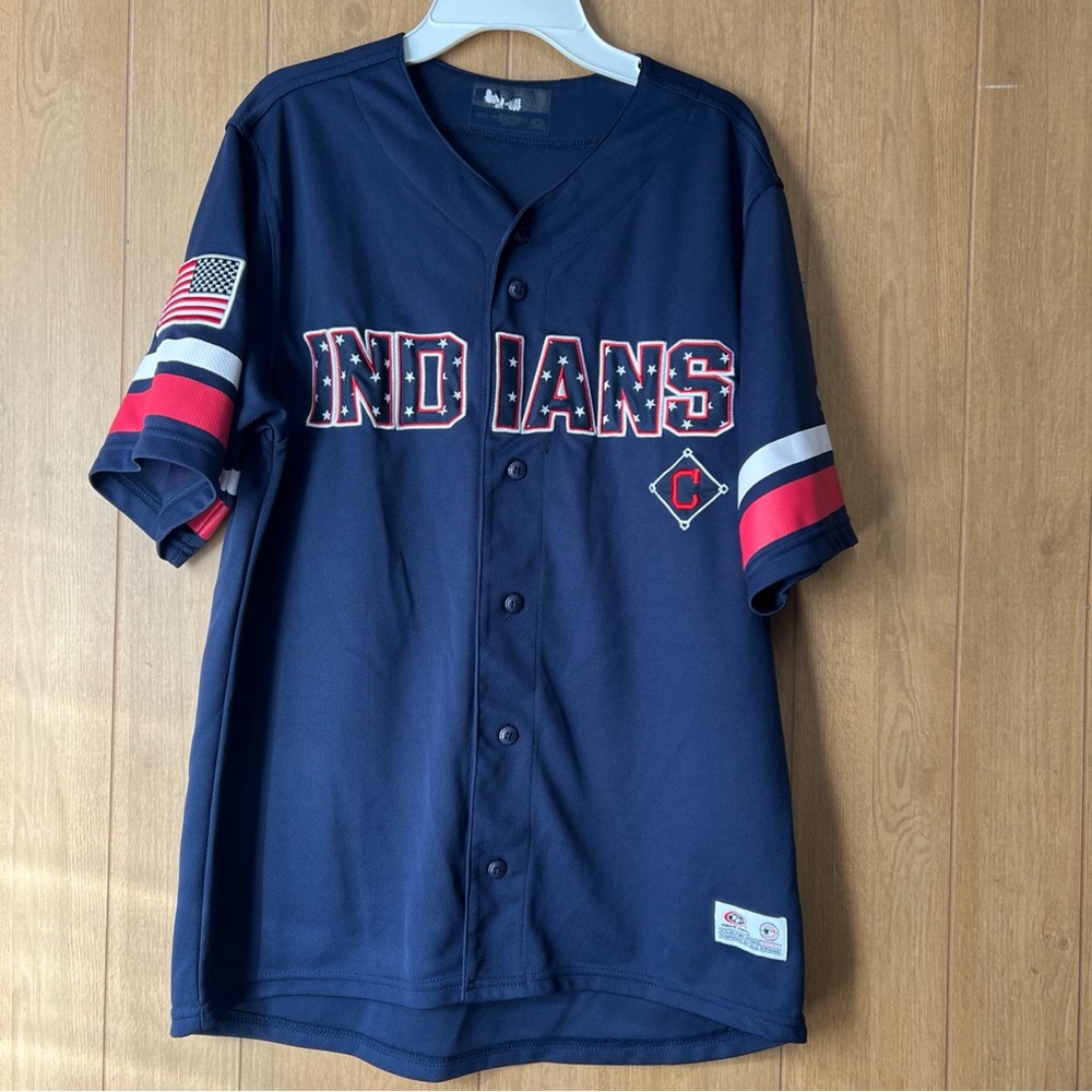 Vintage Cleveland Indians True Fan Jersey Men’s Size Medium Blue MLB Baseball